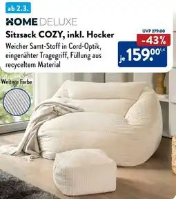 Aldi Süd HOME DELUXE Sitzsack COZY, inkl. Hocker Angebot