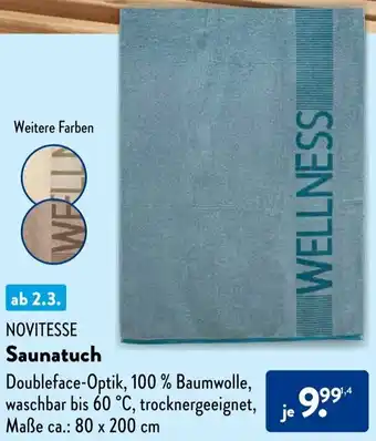 Aldi Süd NOVITESSE Saunatuch Angebot