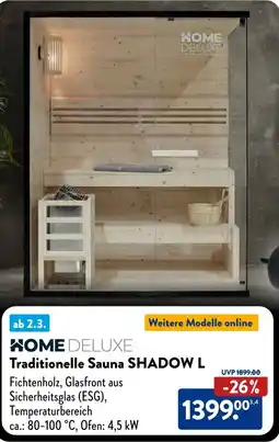 Aldi Süd HOME DELUXE Traditionelle Sauna SHADOW L Angebot