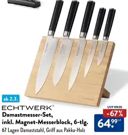 Aldi Süd ECHTWERK Damastmesser-Set, inkl. Magnet-Messerblock, 6-tlg. Angebot