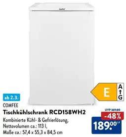 Aldi Süd COMFEE Tischkühlschrank RCD158WH2 Angebot