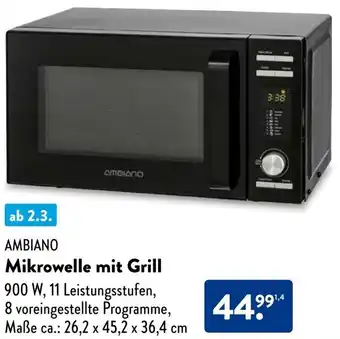 Aldi Süd AMBIANO Mikrowelle mit Grill Angebot