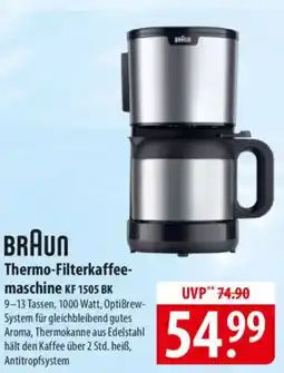 Famila Nord Ost BRAUN Thermo-Filterkaffee- maschine KF 1505 BK Angebot