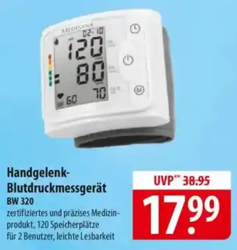 Famila Nord Ost medisana Handgelenk- Blutdruckmessgerät  BW 320 Angebot