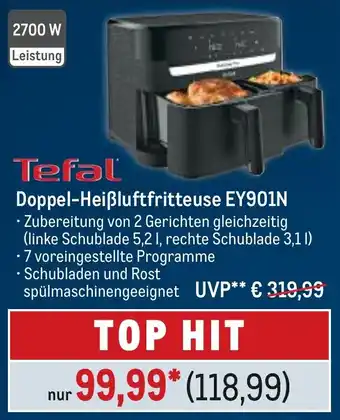 METRO Tefal Doppel-Heißluftfritteuse EY901N Angebot