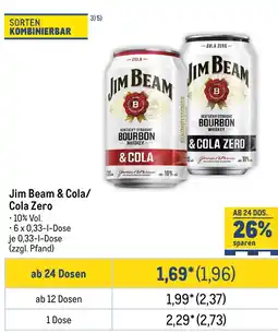 METRO Jim Beam & Cola/ Cola Zero Angebot