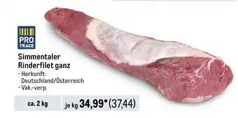 METRO Simmentaler Rinderfilet ganz Angebot