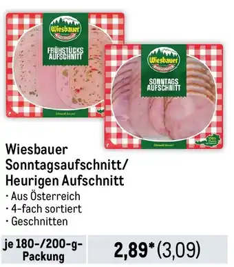 METRO Wiesbauer Sonntagsaufschnitt/ Heurigen Aufschnitt Angebot