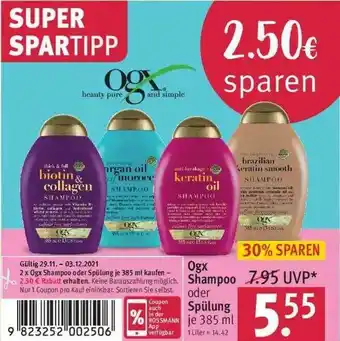 Rossmann Ogyx Shampoo Oder Spülung Angebot