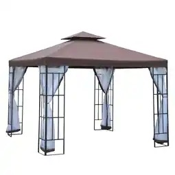 Netto Marken-Discount Outsunny Gartenpavillon mit Doppeldach kaffeebraun, weiß, schwarz 300 x 300 x 270 cm (LxBxH) Angebot