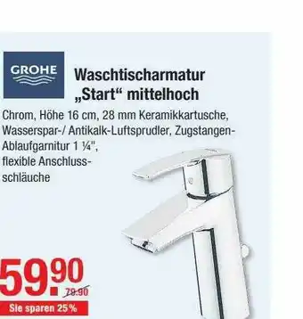 V Baumarkt Grohe Waschtischarmatur Start Mittelhoch Angebot