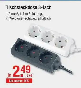 V Baumarkt Tischsteckdose 3 Fach Angebot