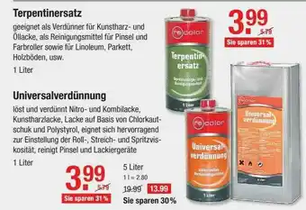 V Baumarkt Terpentinersatz, Universalverdünnung Angebot