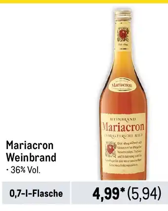 METRO Mariacron Weinbrand Angebot