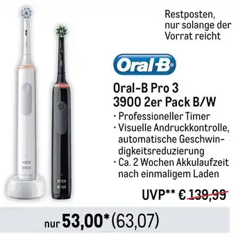 METRO Oral-B Pro 3 3900 2er Pack B/W Angebot