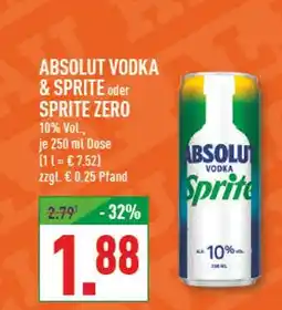 Marktkauf Absolut absolut vodka & sprite oder sprite zero Angebot