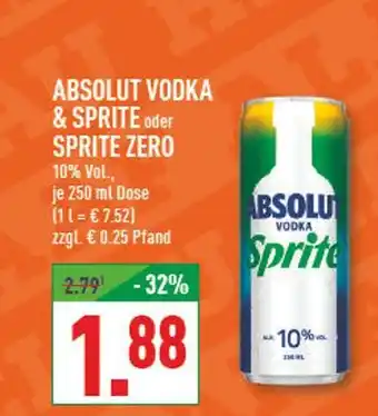 Marktkauf Absolut absolut vodka & sprite oder sprite zero Angebot