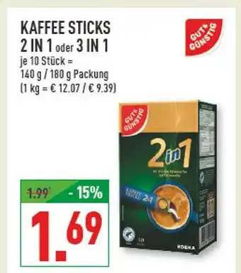 Marktkauf Gut&günstig kaffee sticks 2 in 1 oder 3 in 1 Angebot