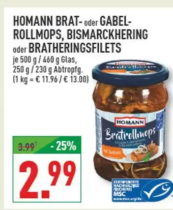 Marktkauf Homann brat- oder gabelrollmops, bismarckhering oder bratheringsfilets Angebot