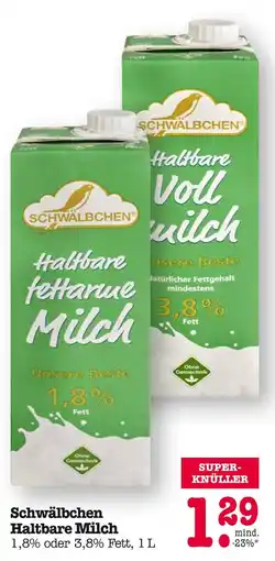 E-Center Schwälbchen haltbare fettarme milch oder haltbare vollmilch Angebot