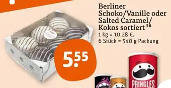 tegut Berliner schoko/vanille oder salted caramel/kokos sortiert Angebot