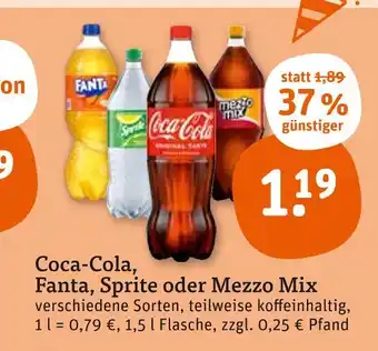 tegut Coca-cola oder fanta oder sprite oder mezzo mix Angebot