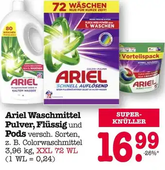 E-Center Ariel waschmittel pulver, flüssig und pods Angebot