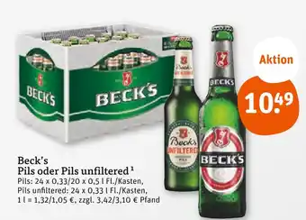 tegut Beck's pils oder pils unfiltered Angebot