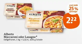 tegut Alberto maccaroni oder lasagne Angebot