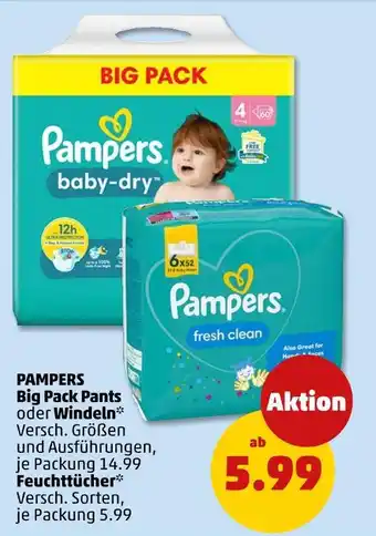 PENNY Pampers big pack pants, windeln oder feuchttücher Angebot