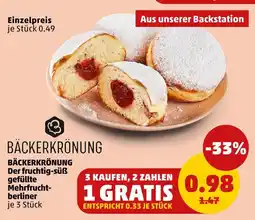 PENNY Bäckerkrönung der fruchtig-süß gefüllte mehrfruchtberliner Angebot