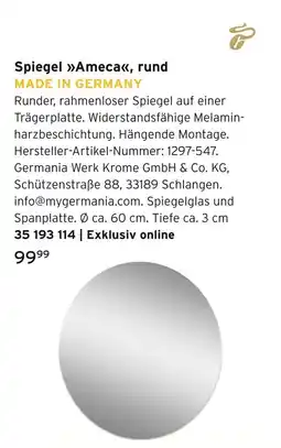 Tchibo Spiegel ameca, rund Angebot