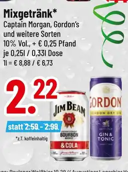 trinkgut Captain morgan, gordon’s mixgetränk Angebot