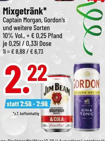 trinkgut Captain morgan, gordon’s mixgetränk Angebot