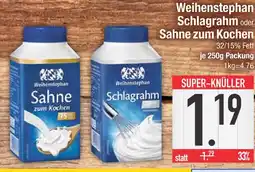 Edeka Weihenstephan schlagrahm oder sahne zum kochen Angebot