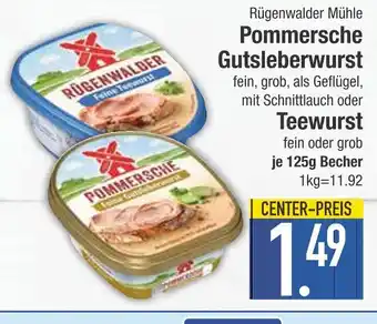 Edeka Rügenwalder mühle pommersche gutsleberwurst oder teewurst Angebot