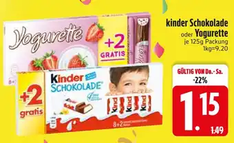 Edeka Kinder schokolade oder yogurette Angebot