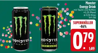 Edeka Monster energy drink oder energy drink zero sugar Angebot