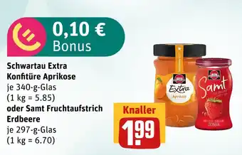 boni Center Schwartau extra konfitüre aprikose oder samt fruchtaufstrich erdbeere Angebot