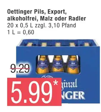 Marktkauf Oettinger pils, export, alkoholfrei, malz oder radler Angebot