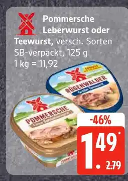 Edeka Pommersche leberwurst oder teewurst Angebot