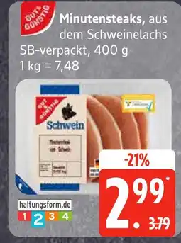 Edeka Schwein minutensteaks, aus dem schweinelachs Angebot