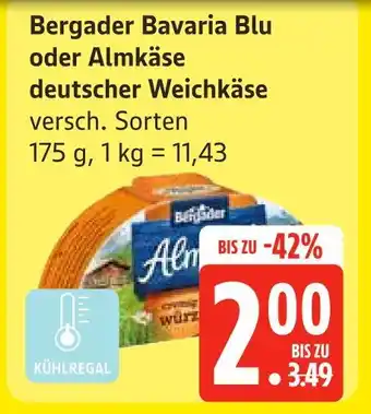 Edeka Bergader bavaria blu oder almkäse deutscher weichkäse Angebot