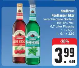 E-Center Nordbrand nordhausen sauerkirsch oder pfefferminz Angebot