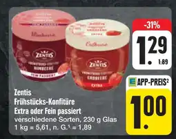 E-Center Zentis frühstücks-konfitüre extra oder fein passiert Angebot