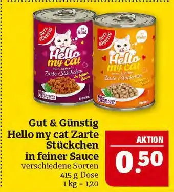 Marktkauf Gut & günstig hello my cat zarte stückchen in feiner sauce Angebot