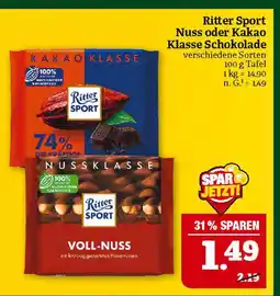 Marktkauf Ritter sport nuss oder kakao klasse schokolade Angebot