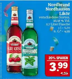 Marktkauf Nordbrand nordhausen saure kirsch oder pfefferminz Angebot