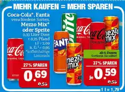 Marktkauf Coca-cola, fanta, mezzo mix, sprite coca-cola, fanta, mezzo mix, sprite Angebot