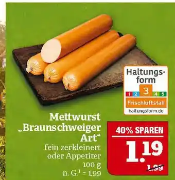 Marktkauf Mettwurst braunschweiger art Angebot